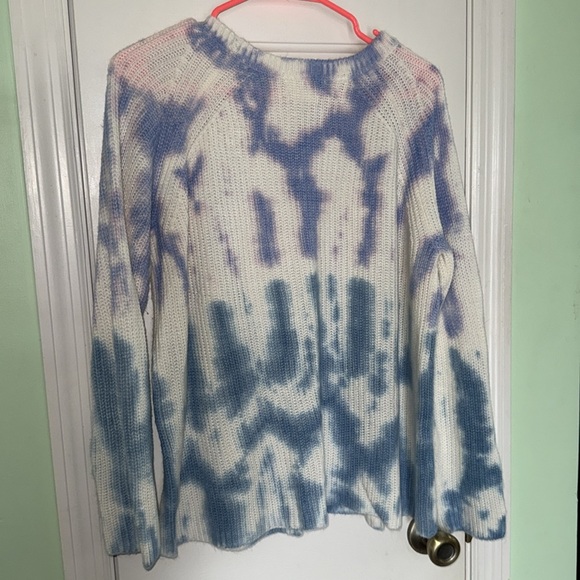 For the Republic Purple,Blue & White Tie Dye Sweater Long Sleeve Boho Size Large - Picture 6 of 6